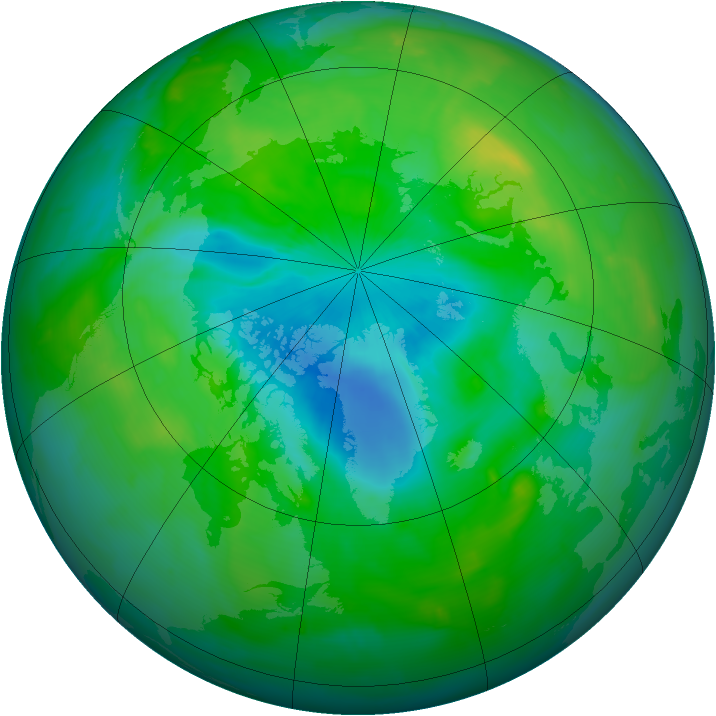 Arctic ozone map for 20 August 2010